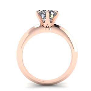 로즈 골드 라운드 다이아몬드 6 프롱 약혼 반지 - 사진 1