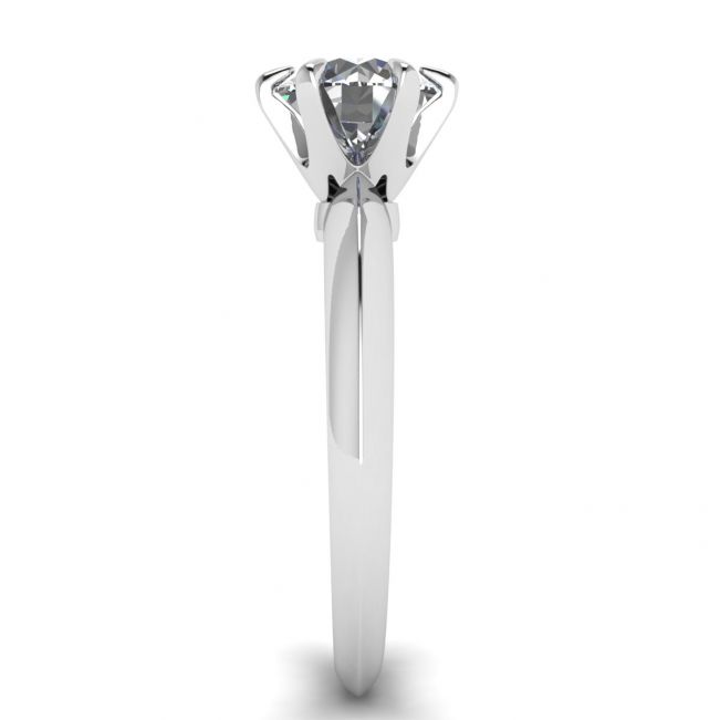 라운드 다이아몬드 6프롱 화이트 골드 약혼 반지 - 사진 2