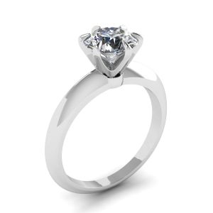 라운드 다이아몬드 6프롱 화이트 골드 약혼 반지 - 사진 3