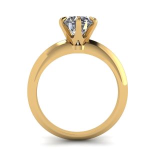 옐로우 골드 라운드 다이아몬드 6프롱 약혼 반지 - 사진 1