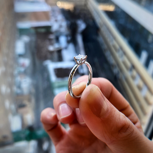 클래식 프린세스 컷 다이아몬드 약혼 반지 - 사진 5