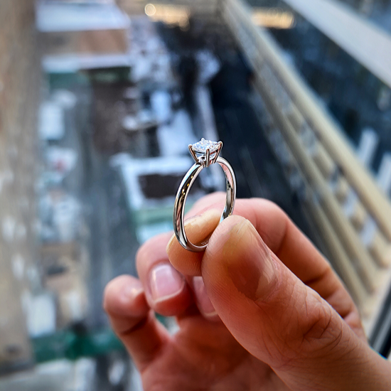 클래식 프린세스 컷 다이아몬드 약혼 반지,  이미지 확대 6