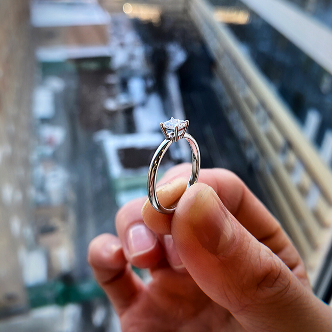 프린세스 컷 다이아몬드 약혼 반지 - 사진 3
