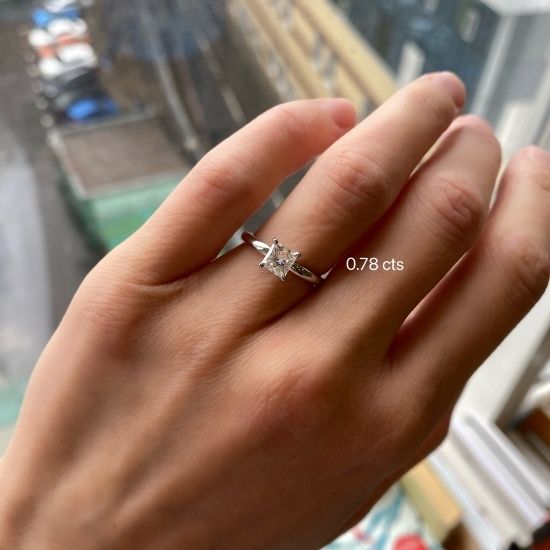 클래식 프린세스 컷 다이아몬드 약혼 반지,  이미지 확대 5