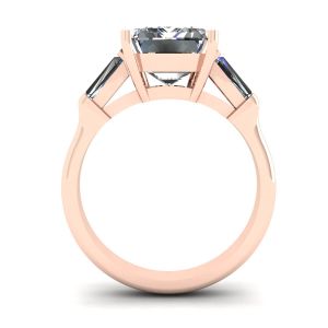 3석 에메랄드 및 바게트 다이아몬드 약혼 반지 로즈 골드 - 사진 1