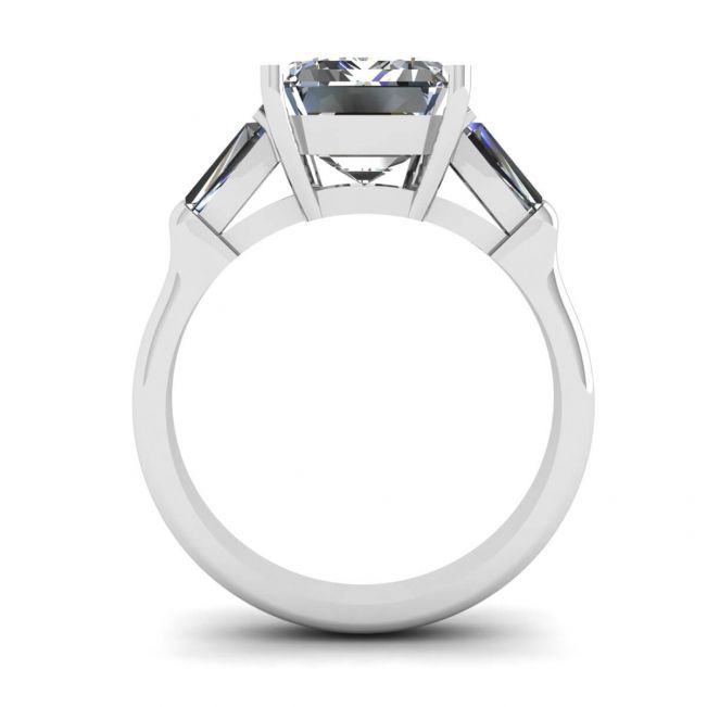 3석 에메랄드 및 바게트 다이아몬드 약혼 반지 - 사진 1