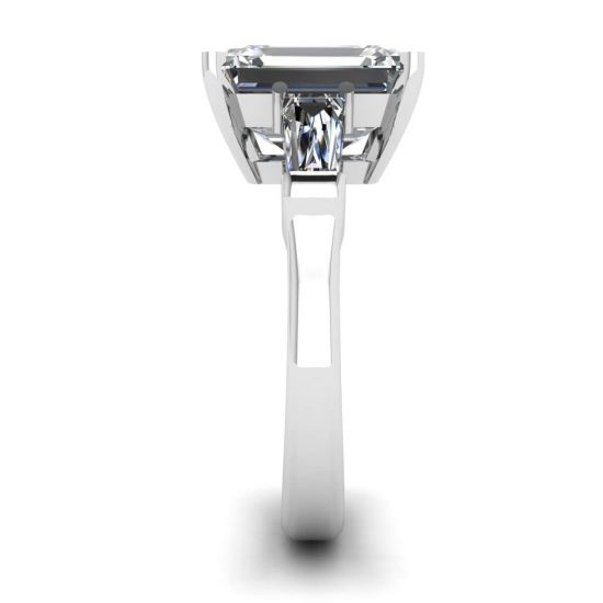 3석 에메랄드 및 바게트 다이아몬드 약혼 반지, More Image 1