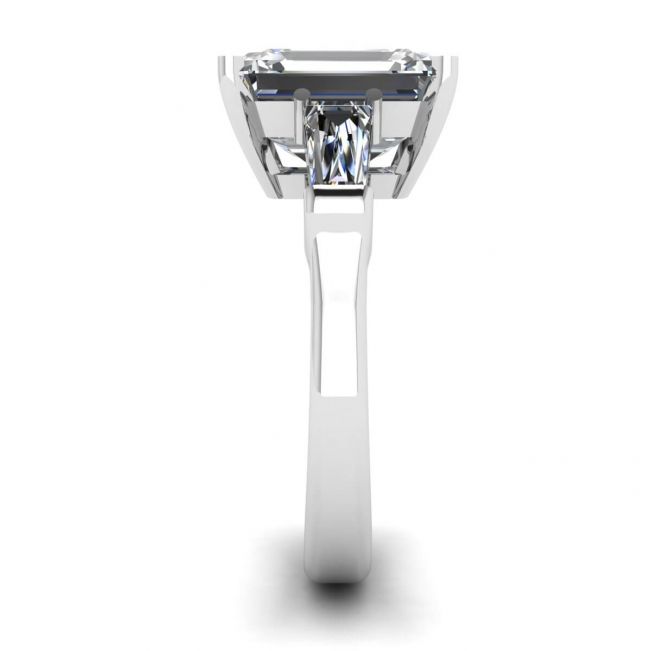 3석 에메랄드 및 바게트 다이아몬드 약혼 반지 - 사진 2