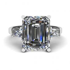 3석 에메랄드 및 바게트 다이아몬드 약혼 반지