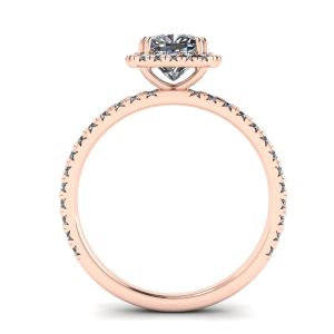쿠션 다이아몬드 헤일로 약혼 반지 로즈 골드 - 사진 1
