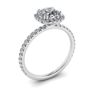 쿠션 다이아몬드 헤일로 약혼 반지 - 사진 3