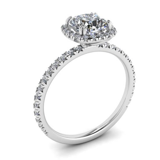 쿠션 다이아몬드 헤일로 약혼 반지,  이미지 확대 4