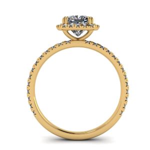 쿠션 다이아몬드 헤일로 약혼 반지 옐로우 골드 - 사진 1