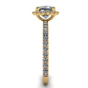 쿠션 다이아몬드 헤일로 약혼 반지 옐로우 골드 - 사진 2