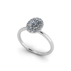타원형 다이아몬드 헤일로 약혼 반지 - 사진 3