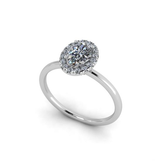 타원형 다이아몬드 헤일로 약혼 반지,  이미지 확대 4