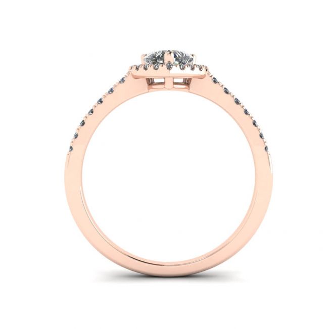 하트 다이아몬드 헤일로 약혼 반지 로즈 골드 - 사진 1
