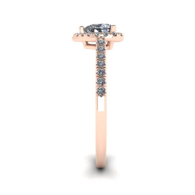 하트 다이아몬드 헤일로 약혼 반지 로즈 골드 - 사진 2