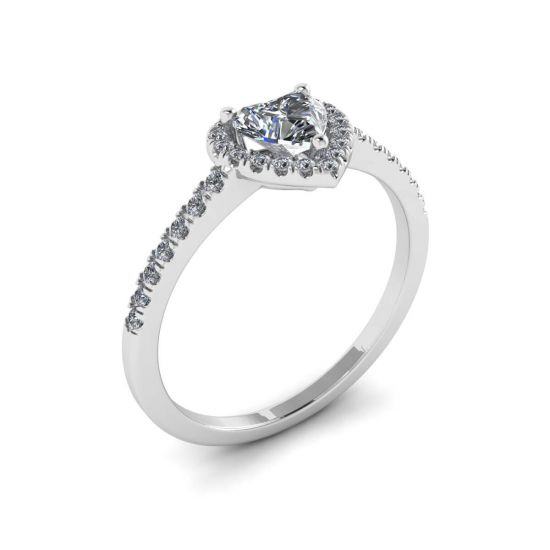 하트 다이아몬드 헤일로 헤일로 약혼 반지,  이미지 확대 4