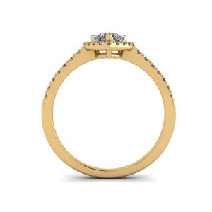 하트 다이아몬드 헤일로 약혼 반지 옐로우 골드 - 사진 1