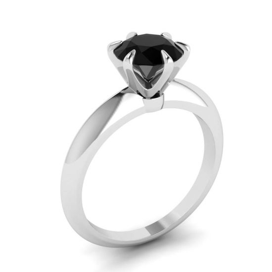 1캐럿 블랙 다이아몬드가 세팅된 약혼 반지,  이미지 확대 4