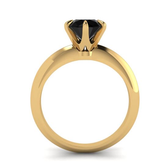 약혼 반지 옐로우 골드 1캐럿 블랙 다이아몬드,  이미지 확대 2