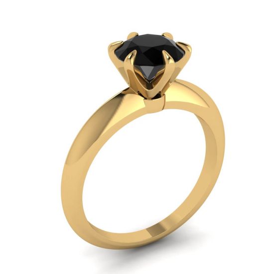 약혼 반지 옐로우 골드 1캐럿 블랙 다이아몬드,  이미지 확대 4