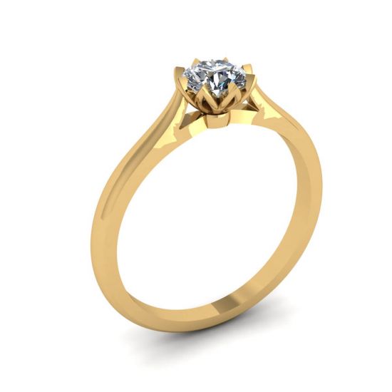 로터스 다이아몬드 약혼 반지 옐로우 골드,  이미지 확대 4