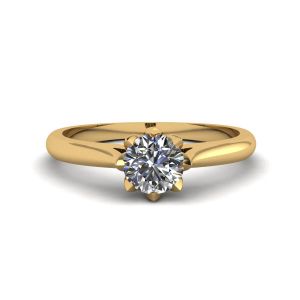 로터스 다이아몬드 약혼 반지 옐로우 골드
