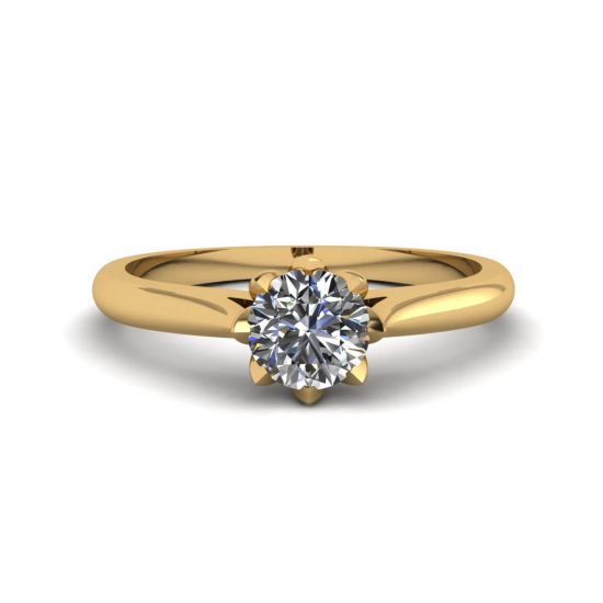 로터스 다이아몬드 약혼 반지 옐로우 골드