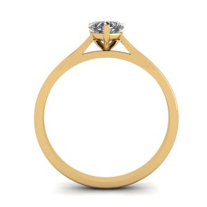 하트 다이아몬드 옐로우 골드가 있는 심플 플랫 링 - 사진 1