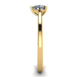 하트 다이아몬드 옐로우 골드가 있는 심플 플랫 링 - 사진 2
