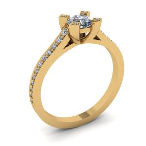 18K 옐로우 골드에 라운드 다이아몬드와 파베 장식의 디자이너 링 - 사진 3