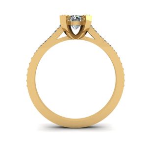 18K 옐로우 골드에 라운드 다이아몬드와 파베 장식의 디자이너 링 - 사진 1