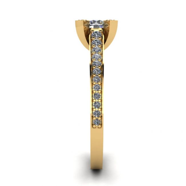 18K 옐로우 골드에 라운드 다이아몬드와 파베 장식의 디자이너 링 - 사진 2