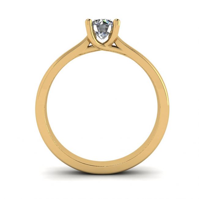 라운드 다이아몬드 18K 옐로우 골드가 있는 크로싱 프롱 링 - 사진 1