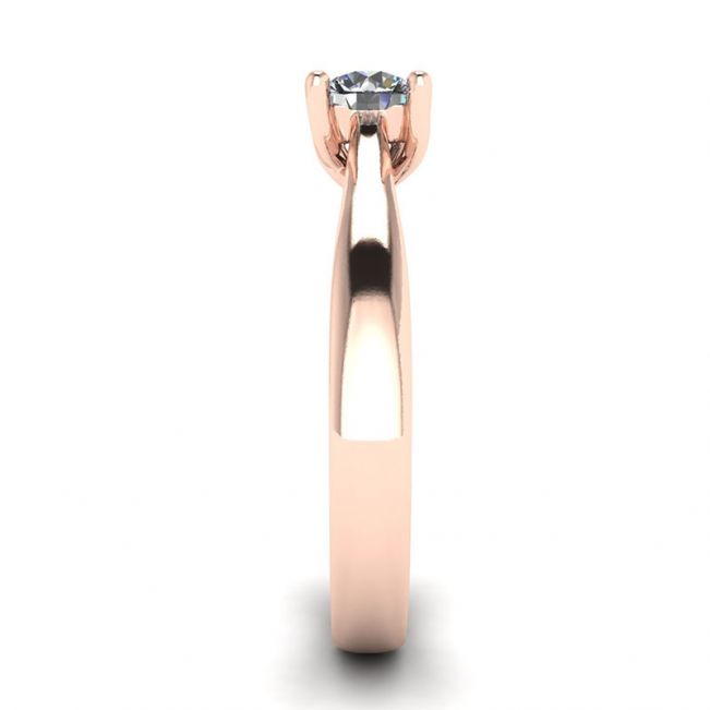 라운드 다이아몬드 18K 로즈 골드 크로싱 프롱 링 - 사진 2