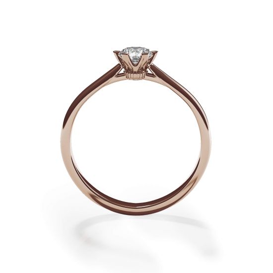 로즈 골드 소재의 크라운 다이아몬드 6프롱 약혼 반지,  이미지 확대 2