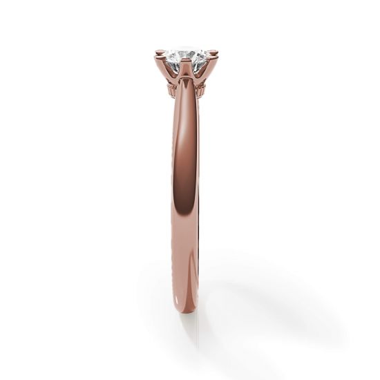 로즈 골드 소재의 크라운 다이아몬드 6프롱 약혼 반지,  이미지 확대 3