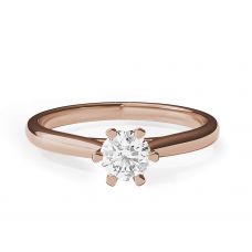 로즈 골드 소재의 크라운 다이아몬드 6프롱 약혼 반지