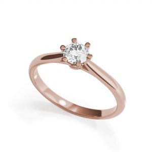 로즈 골드 소재의 크라운 다이아몬드 6프롱 약혼 반지 - 사진 3