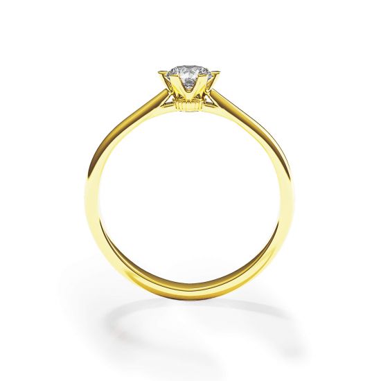 크라운 다이아몬드 6프롱 옐로우 골드 약혼 반지, More Image 0