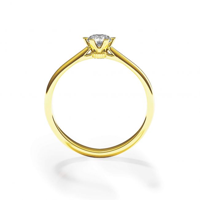 크라운 다이아몬드 6프롱 옐로우 골드 약혼 반지 - 사진 1