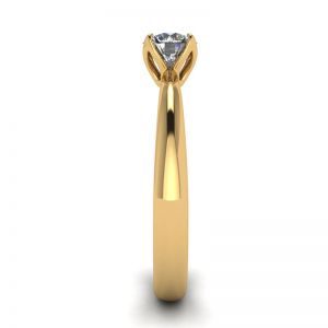 18K 옐로우 골드에 라운드 다이아몬드가 세팅된 꽃잎 세팅 링 - 사진 2