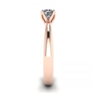 18K 로즈 골드에 라운드 다이아몬드가 세팅된 꽃잎 세팅 링 - 사진 2