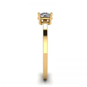 라운드 다이아몬드 솔리테어 심플 18K 옐로우 골드 링 - 사진 2