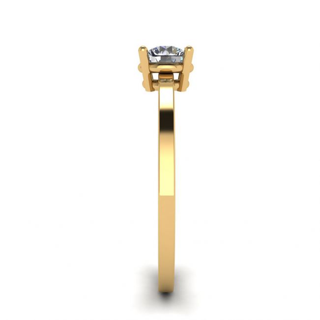 라운드 다이아몬드 솔리테어 심플 18K 옐로우 골드 링 - 사진 2