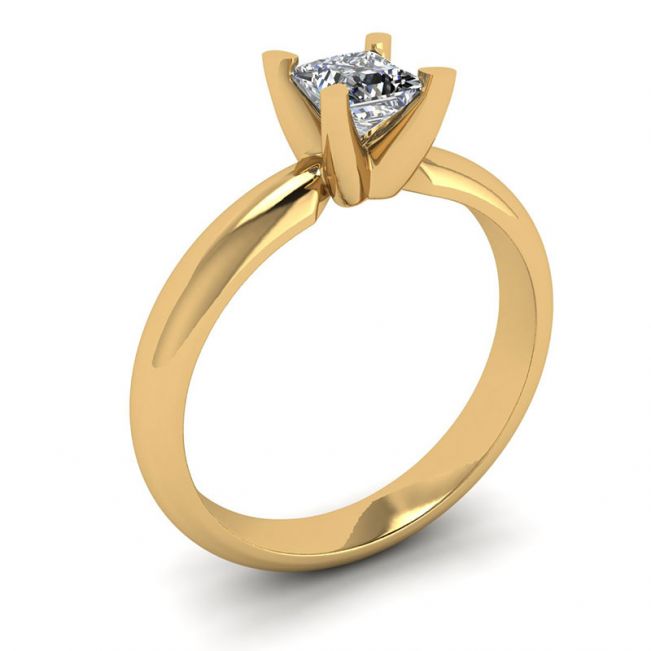 프린세스 컷 다이아몬드가 세팅된 옐로우 골드 링 - 사진 3
