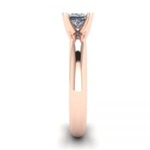 프린세스 컷 다이아몬드가 세팅된 로즈 골드 링 - 사진 2