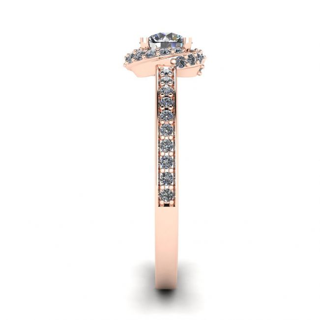 다이아몬드가 세팅된 로즈 골드 링 - 사진 2
